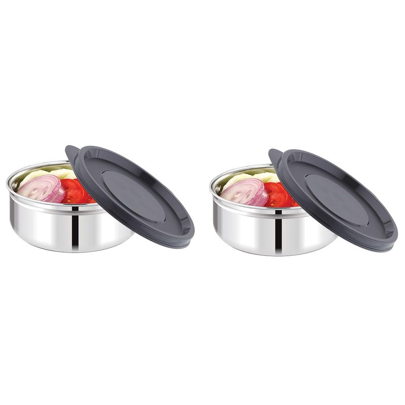 Attro Set of 2 Prime Stainless Steel Single Wall Storage Containers Airtight & Leak Proof Containers for Office Use, School, Picnic, 250 Ml - Black - Image 5