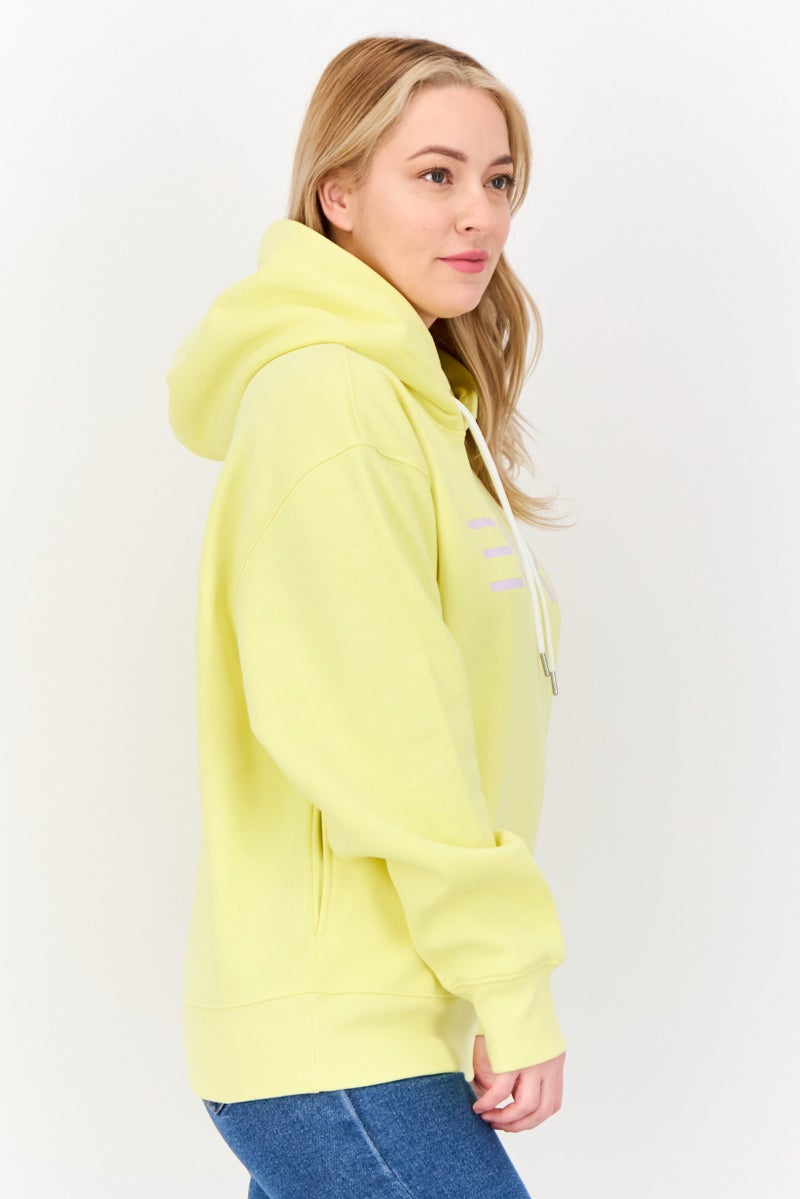 ESPRIT Women Long Sleeves Brand Logo Hooded Sweatshirt, Yellow - Image 2