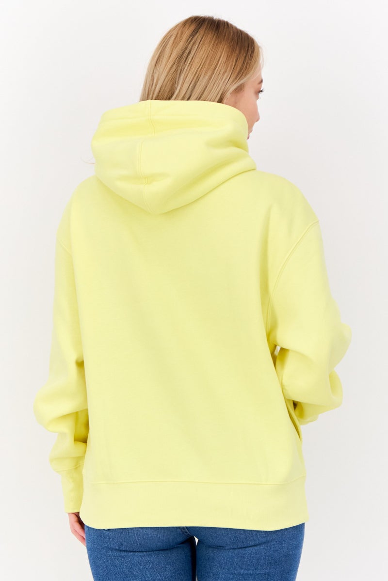 ESPRIT Women Long Sleeves Brand Logo Hooded Sweatshirt, Yellow - Image 4