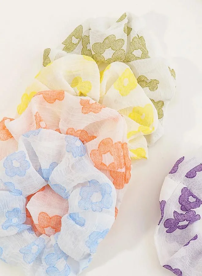 Take Two  Set of 5 - Floral Print Scrunchies for Women | Best Price UAE