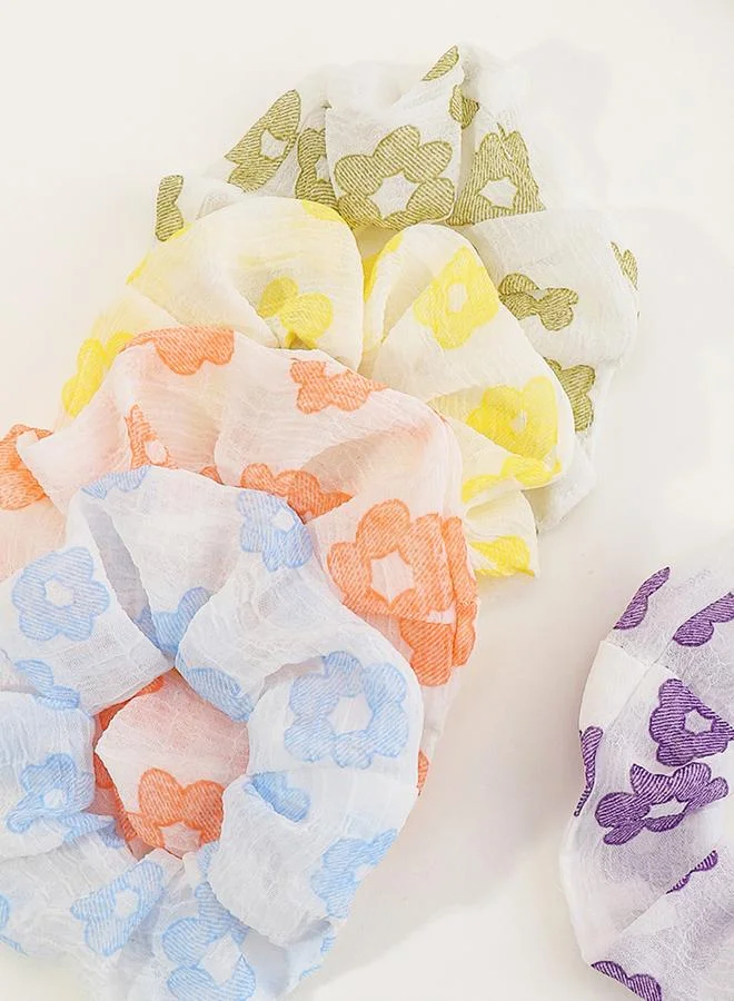 تايك تو Set of 5 - Floral Print Scrunchies