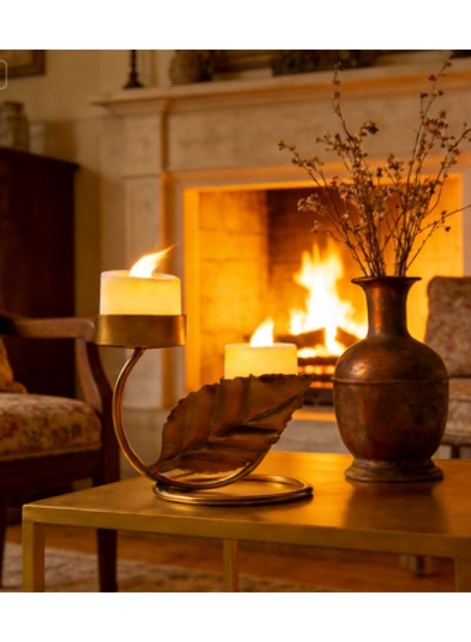 Ecoey Vintage Ginkgo Leaf Iron Candle Holder – Home Decor Atmosphere Candelabra for Bar, B&b, Table Centerpiece, Creative Birthday Gift - Image 3