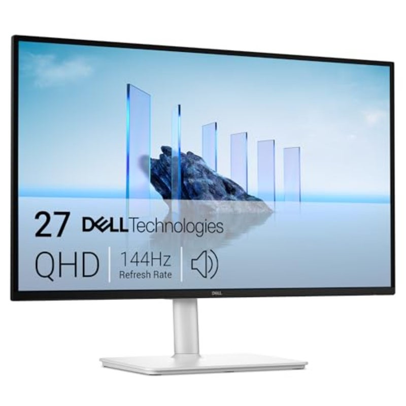 شاشة 27 Plus QHD للألعاب والاستخدام المكتبي، هيكل بلاستيكي باللون الأبيض الرماد، دقة QHD 2560x1440، معدل تحديث 144 هرتز، وقت استجابة 1 مللي ثانية، دعم AMD FreeSync - Image 1