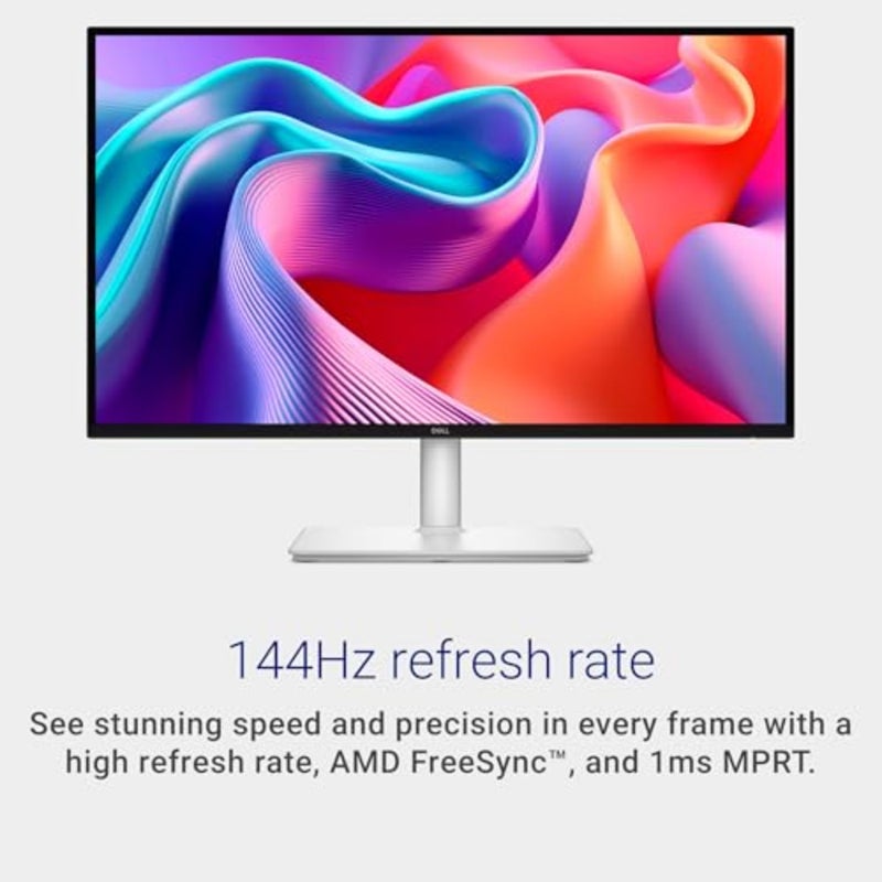 شاشة 27 Plus QHD للألعاب والاستخدام المكتبي، هيكل بلاستيكي باللون الأبيض الرماد، دقة QHD 2560x1440، معدل تحديث 144 هرتز، وقت استجابة 1 مللي ثانية، دعم AMD FreeSync - Image 3