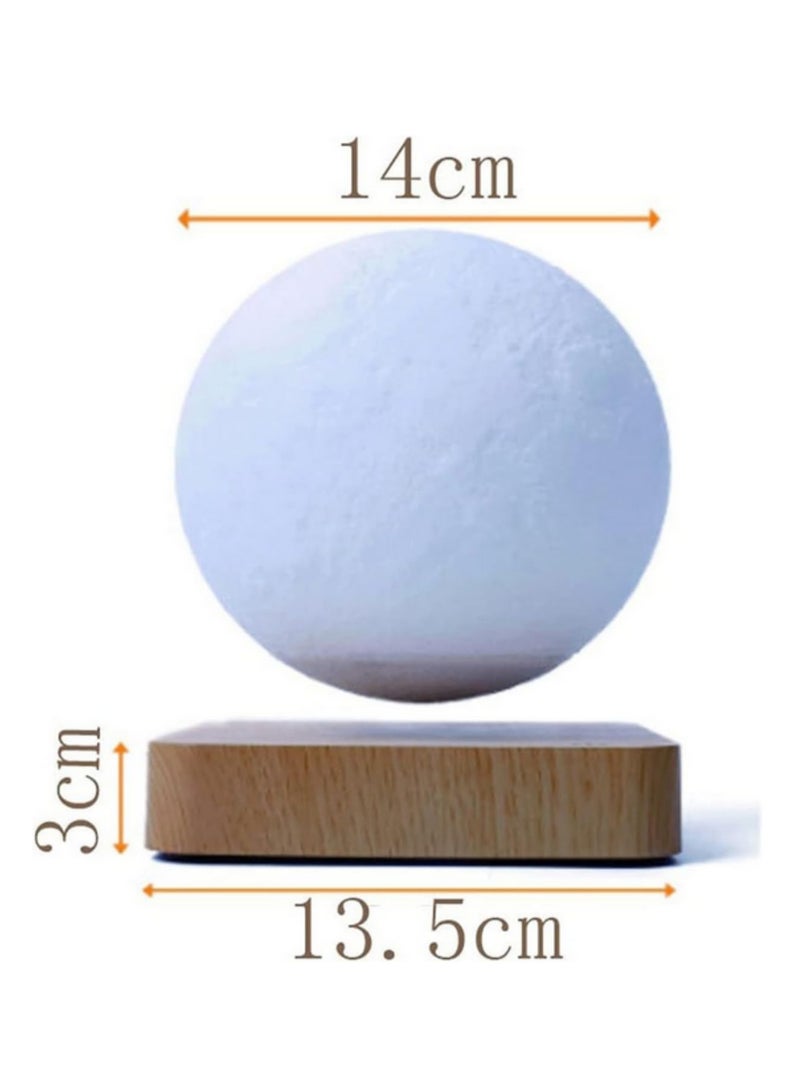 14 سم مصباح القمر الطافٍ مع مظهر حقيقي مطبوع ثلاثي الأبعاد وإضاءة مغناطيسية قابلة للتعديل بثلاثة ألوان لإضاءة المنزل، إضاءة ليلية، هدية - Image 2