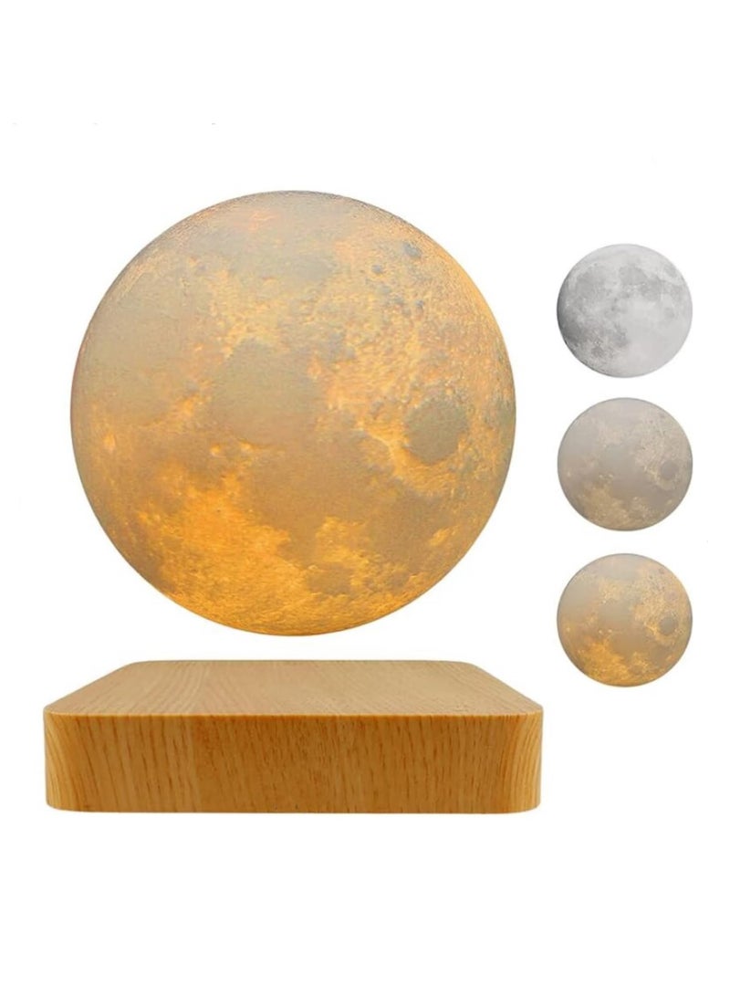 14 سم مصباح القمر الطافٍ مع مظهر حقيقي مطبوع ثلاثي الأبعاد وإضاءة مغناطيسية قابلة للتعديل بثلاثة ألوان لإضاءة المنزل، إضاءة ليلية، هدية - Image 1