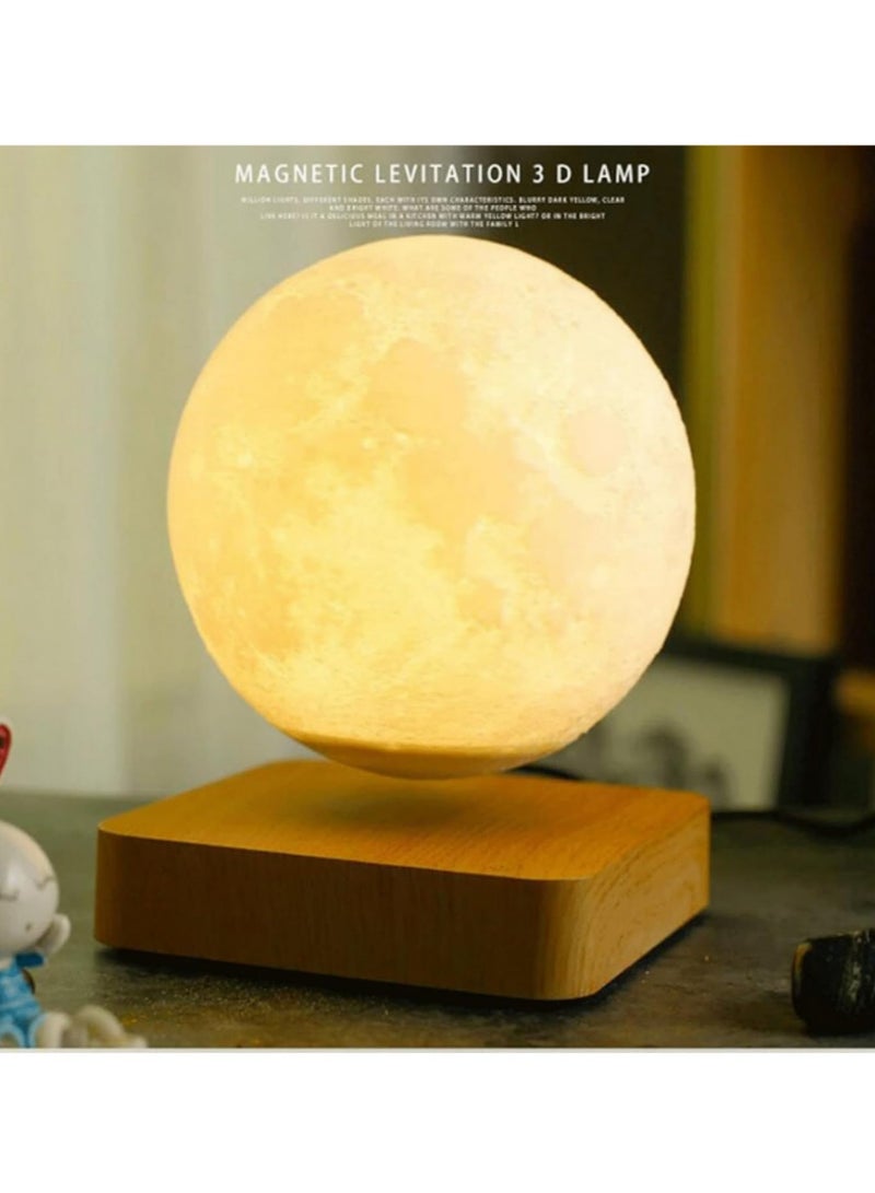 14 سم مصباح القمر الطافٍ مع مظهر حقيقي مطبوع ثلاثي الأبعاد وإضاءة مغناطيسية قابلة للتعديل بثلاثة ألوان لإضاءة المنزل، إضاءة ليلية، هدية - Image 5