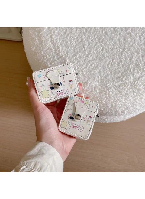 Suitable For AirPods 4 Headphone Case Cartoon All-inclusive Leather Case For Apple1/2 Generation Pro2 Bluetooth Protective Case One-piece Case-Color:One-piece Leather Case-star Dog-Model:Airpods 1/2 Generation (protective Sleeve)