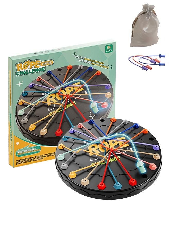 Kid Rope Knots Puzzle Social Board Game Color Rope Challenge Board Game Color Line Twisted Connected Ropes Sorting Logic Thinking Challenge Strategy Table Game For Children Aged 3+ - Image 1