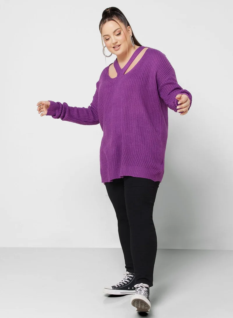 Ginger Plus Sweater With Cutout Detail