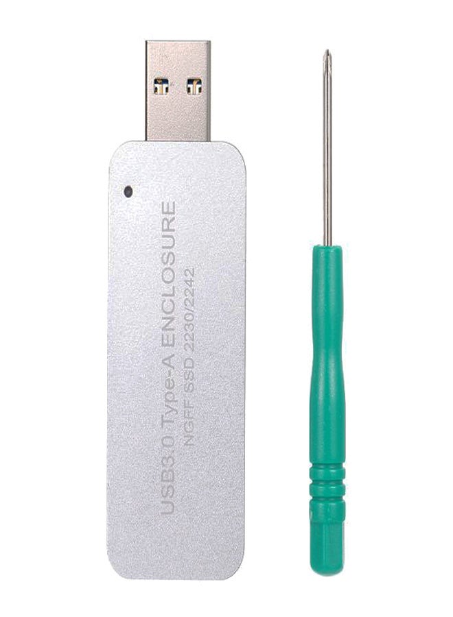 SSD Portable Type-A Enclosure With Screw Driver White/Silver/Green - Image 1