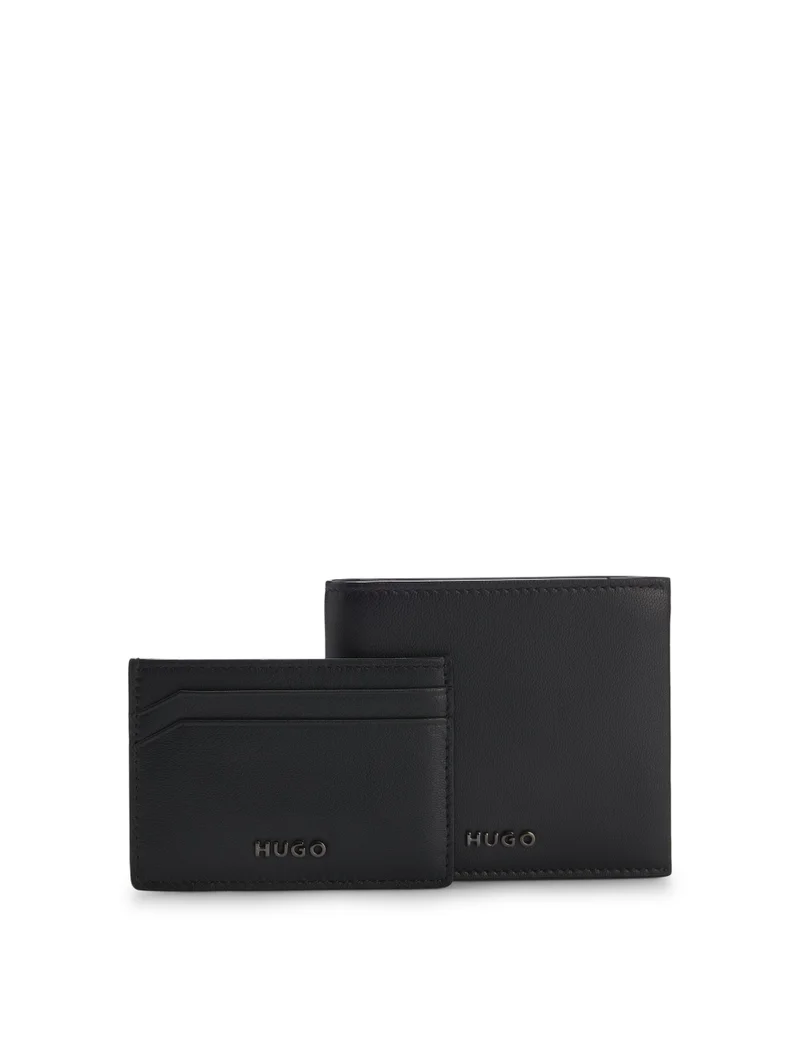 HUGO Logo-trimmed leather wallet and card holder gift set