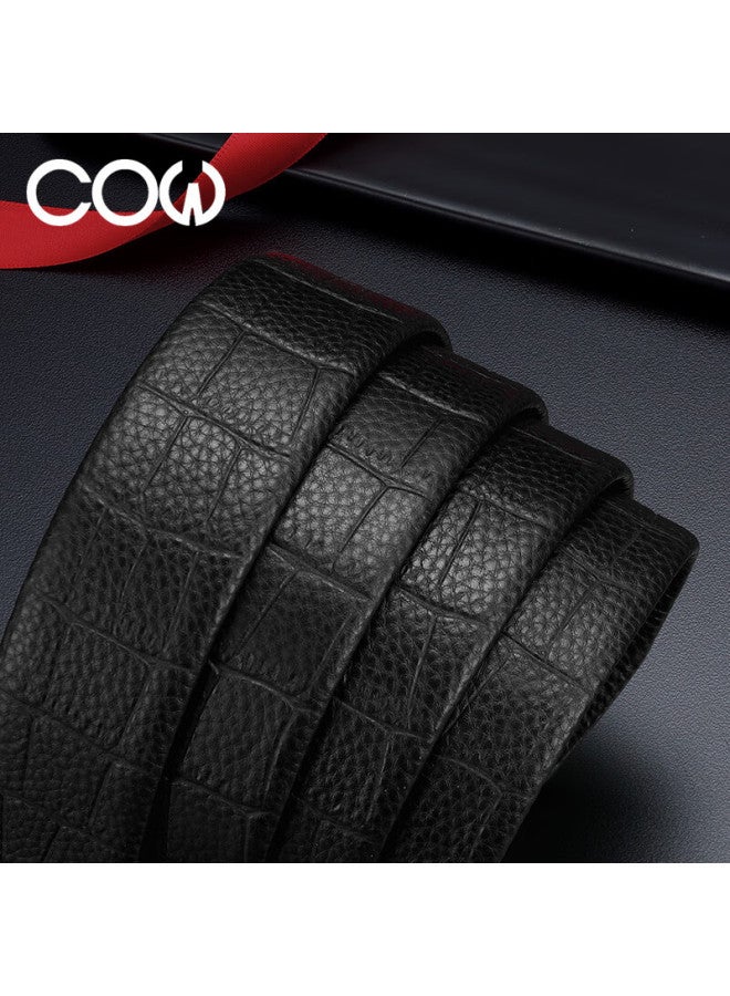 Cow Men's Belt, Top-layer Cowhide Automatic Buckle Waistband, Fashionable Business Trouser Belt Gift Box, Birthday Present - Image 4
