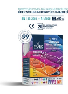 MUSK Ffp2/N95 Mask Mix Colorful Box 20 Pieces  - Image 1