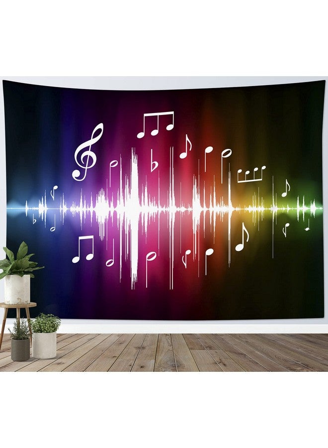 HVEST Music Tapestry Jumping Musical Notes Wall Hanging Hippie Wall Tapestries For Bedroom Living Room Dorm Party Wall Decor60Wx40H Inches - Image 1