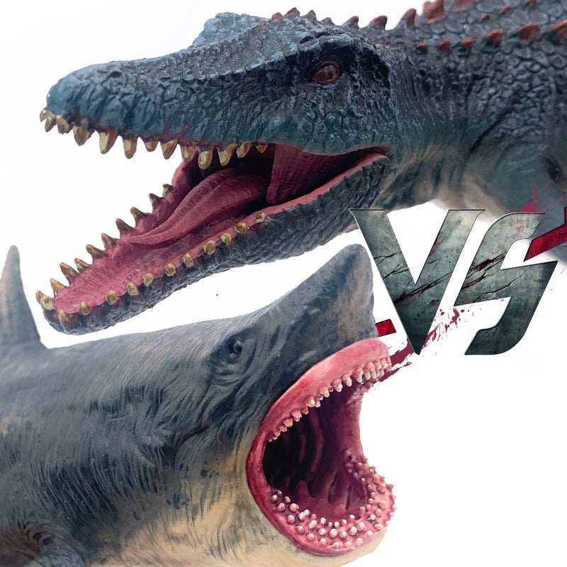 Gemini&Genius Mosasaurus and Megalodon Water Dinosaur Great White Shark Toys Set  Dinosaur with Sea Monster Set for Birthday Cake Toppers  Action Figure Toy Collections  Play or Display Toys for Kids - Image 4