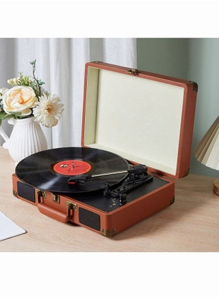 Vinyl Record Player Turntable Wireless Portable Phonograph with Speakers Suitcase Design Bluetooth USB 3 Speed  Brown - pzsku/Z7D504E63D157D5BBCFC9Z/45/_/1668825676/280bd5e5-5430-4e75-b21c-e9de2857d8fa