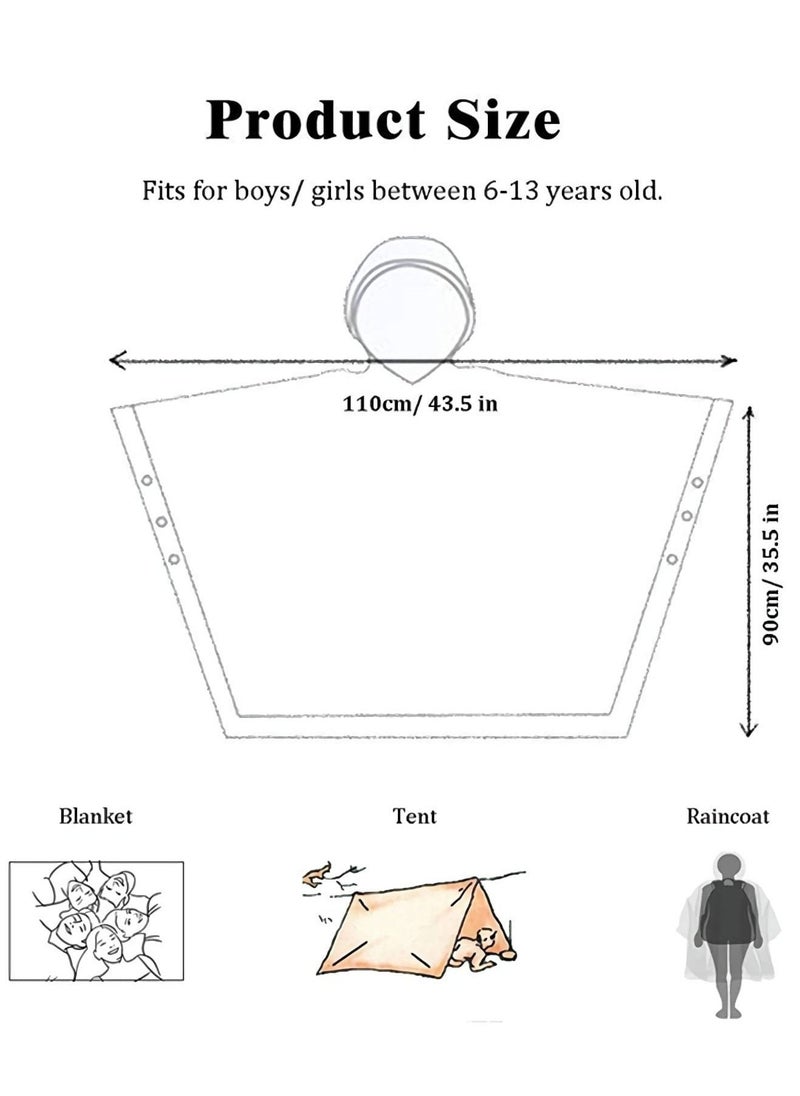 SYOSI - Rain Poncho for Kids, [2 Pack] EVA Kids Raincoat Reusable Rain Coat Jacket for Kids, Boys, and Girls 6-13 Years Old - Image 1