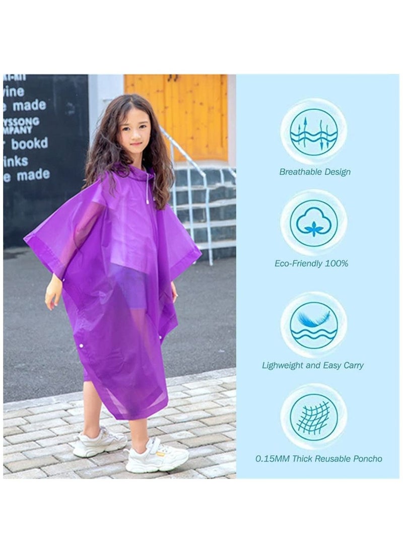 SYOSI - Rain Poncho for Kids, [2 Pack] EVA Kids Raincoat Reusable Rain Coat Jacket for Kids, Boys, and Girls 6-13 Years Old - Image 1