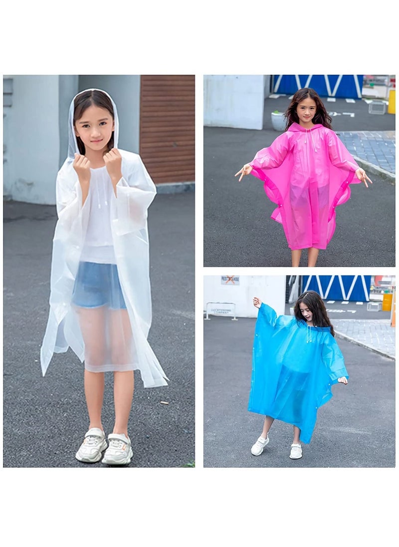 SYOSI - Rain Poncho for Kids, [2 Pack] EVA Kids Raincoat Reusable Rain Coat Jacket for Kids, Boys, and Girls 6-13 Years Old - Image 1
