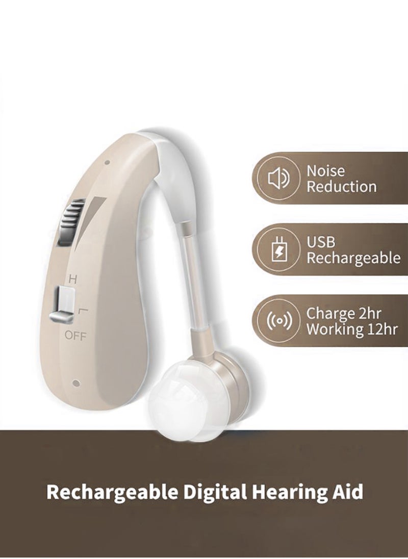 Generic - Bluetooth Rechargeable Hearing Aid, Digital Sound Amplifier with Noise Reduction, USB Charging, Adjustable Modes & Volume, for Seniors & Adults - Image 1