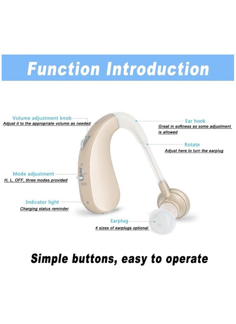 Generic - Bluetooth Rechargeable Hearing Aid, Digital Sound Amplifier with Noise Reduction, USB Charging, Adjustable Modes & Volume, for Seniors & Adults - Image 1