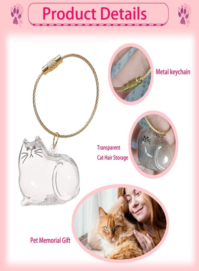 5 Pcs Pet Hair Storage Keychain，Paw Shaped Keychains, Dog &Cat-shaped Transparent Keychain, Pet Hair Memorial Gift,Memorial Keepsake - Image 5