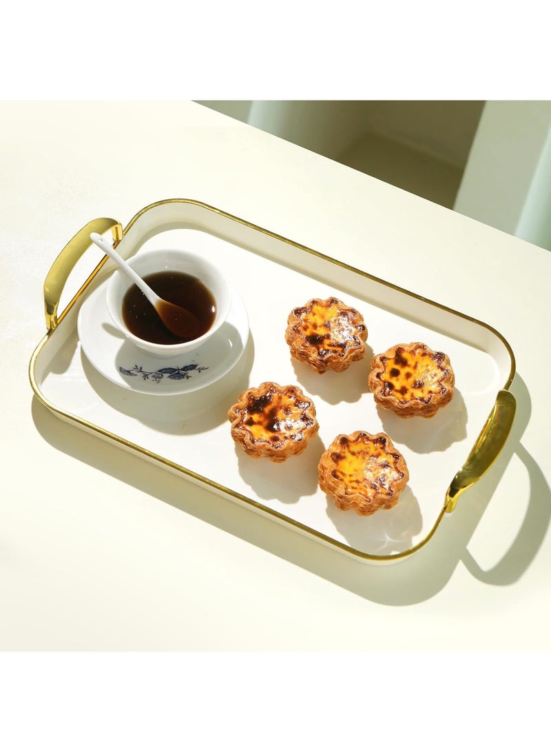 Barakah Serving Trays with Handles, Large Rectangular Dinner Platters 16.5/14.9/13.2 Inch, Durable White Plates with Cream Gold Accent, Ideal for Parties, Entertaining, Everyday Use (3pcs,Color Box) - Image 3