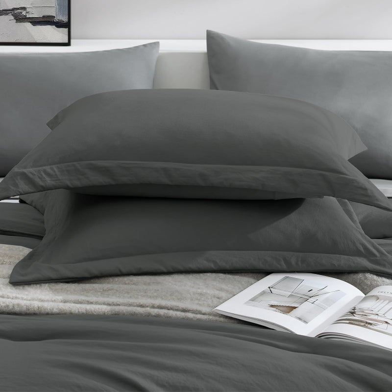 WRENSONGE Queen Comforter Set- 7 Pieces Soft Grey Bed in a Bag with Fitted Sheet, Flat Sheet, 2 Pillow Shams, and 2 Pillowcases- Warm Bedding Sets Queen for All Season - Image 5