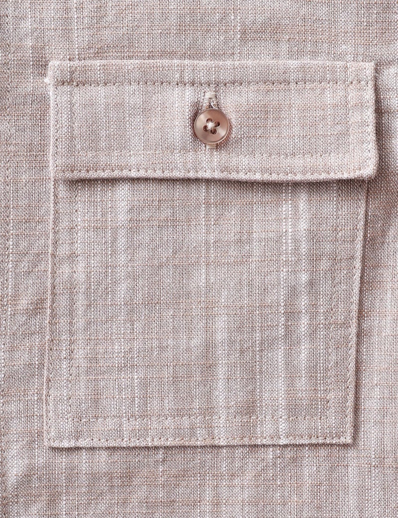 JOGAL Boys Chambray Shirts Long Sleeve Casual Button Down Shirts Solid Cotton Shirt with Flap Chest Pocket Khaki 14 - Image 5