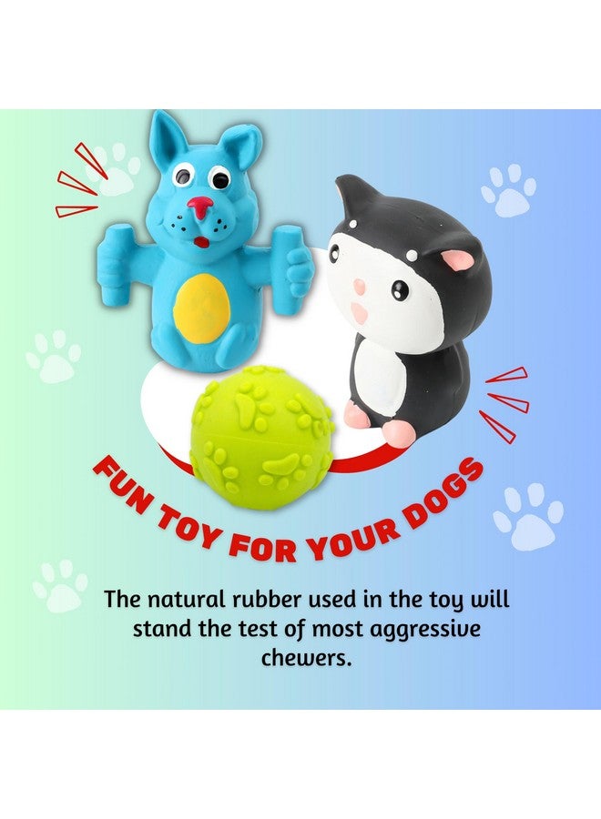 3In1 Combo Of Latex Rubber Squeaky Dog Toys - (Claw Ball + Kitty Toy + Blue Doggy) For Small To Medium Dogs And Puppies | Non-Toxic, Soft Rubber, Interactive, Chewing, Teething, Fetch - Image 4