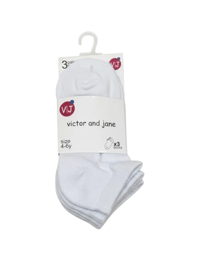 Victor And Jane Pack Of 3 Pack of 3 - White Cushioned Ankle Socks  | Best Price UAE