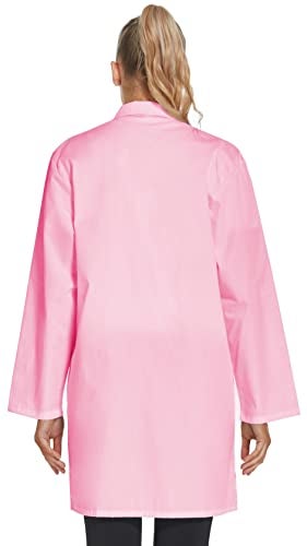 VOGRYE Professional Lab Coat for Women Men Long Sleeve, Pink, Unisex - Image 3