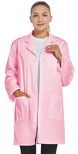 VOGRYE Professional Lab Coat for Women Men Long Sleeve, Pink, Unisex - Image 5