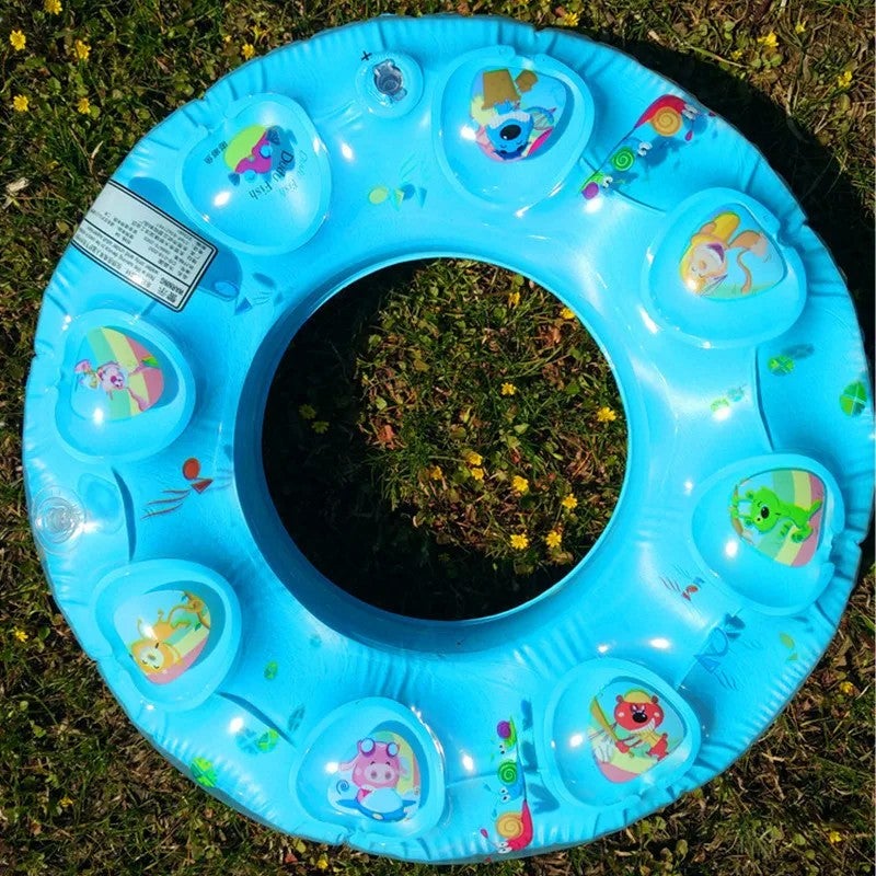 Bluejw Thickened PVC Cartoon Child Inflatable Swimming Ring 50-90cm Crystal Double Air Chamber Leakproof Safe Floating Circle Durable - Image 2