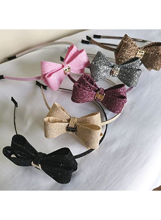 فافيلا إكسسوارات الشعر، فيونكات لامعة مزدوجة العقدة متصلة بشريط شعر من الفولاذ لطفلة/بنات/نساء. عبوة من 6 قطع. اللون-متعدد الألوان - Image 1