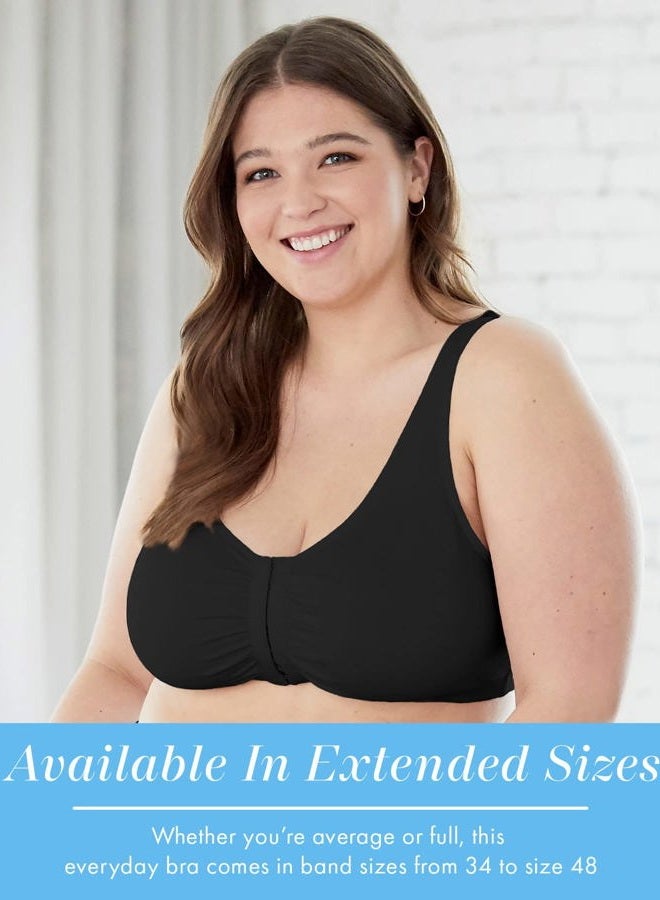 Bestform 5006014 Comfortable Unlined Wireless Cotton Stretch Sports Bra with Front Closure, Grey | Black, 38 - Image 3