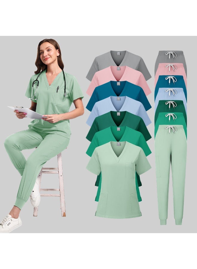 Loquat Womens Medical Scrubs Set Medical Uniform Set Orange Red - Image 3