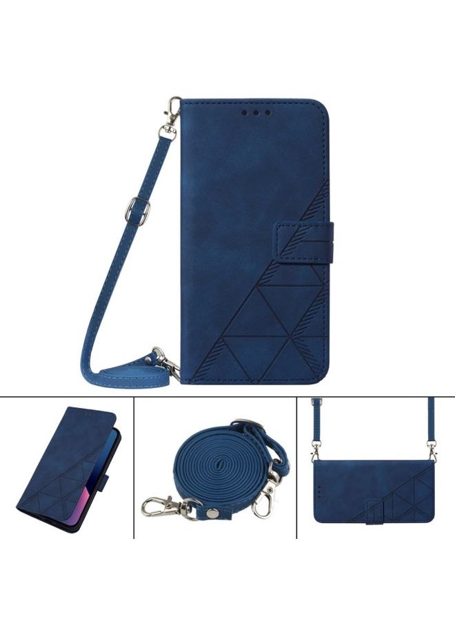 HuHa - Case Cover For For Tecno Camon 16 Crossbody 3D Embossed Flip Leather Phone Case(Blue) - Image 1