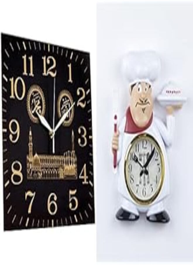 Solo - Bundle of Solo Clock black and gold 30 cm + Quartz round wall clock sea decorative for living room, kitchen, bedroom, office room - multi color - 30 cm - Image 1