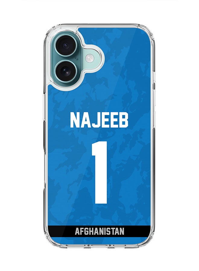Stylizedd For iPhone 16 Case [Compatible with MagSafe] Slim Magnetic cover Clear Phone Case - Team Afghanistan Najibullah Zadran, Jersey No 1 - Image 1