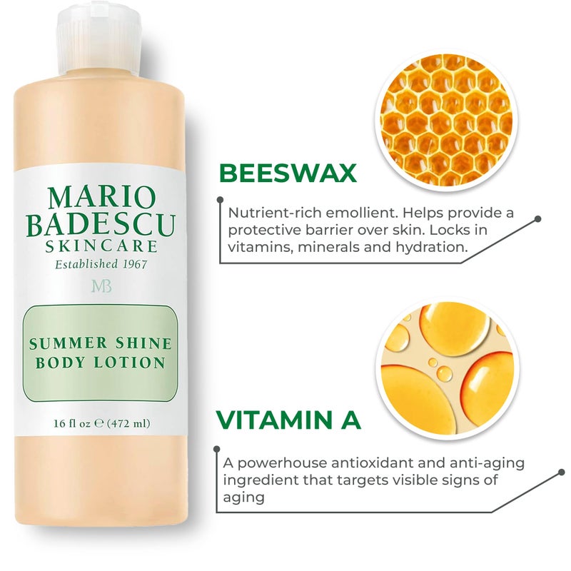 Mario Badescu Summer Shine Body Lotion Enriched with Vitamin A, Lightweight and Radiant, Non-Greasy Candlelit Glow Body Shimmer, Ideal for All Skin Types, 6 oz. - Image 2