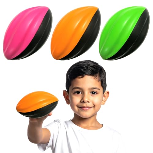 LMC Products Mini Football 3Pack 5 Spiral Foam Football Small Footballs for Kids Mini Footballs 3Pack Soft Easy Grip Toddler Pink Orange Green - Image 1