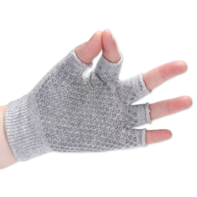 Anti-Slip Yoga Gloves Half Finger Sweat Absorbent Light gray - Image 1