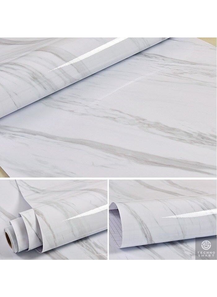 Technosmart Kitchen Countertop Foil Coating Marble Patterned White Bathroom Cabinet Coating 60 x 300 cm  - Image 3