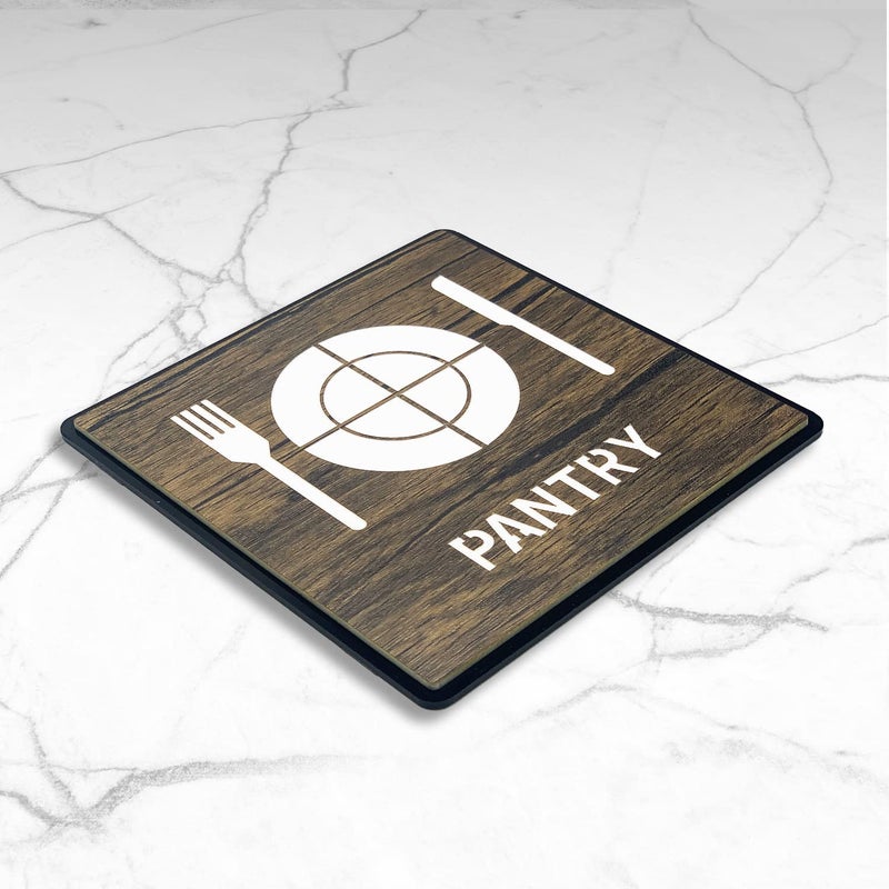 Vertical Root Inc PANTRY Sign/Sticker Premium Wooden Finish Acrylic Signage. Self Adhesive Tape (3M).Clear,Durable & Stylish Acrylic Door Sign for Office,Hotel,Resort,Hospital Kitchen Area - Image 2
