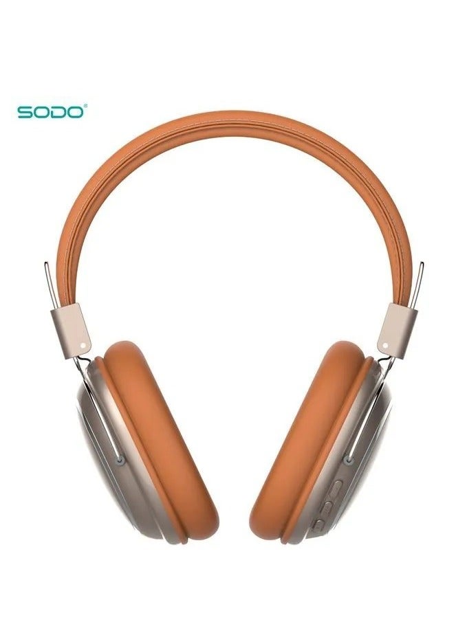 SODO SDI004 Bluetooth Headphones - TF Card Port & Built-in Microphone - Up to 8 Hours Playtime-BROWN  - Image 2