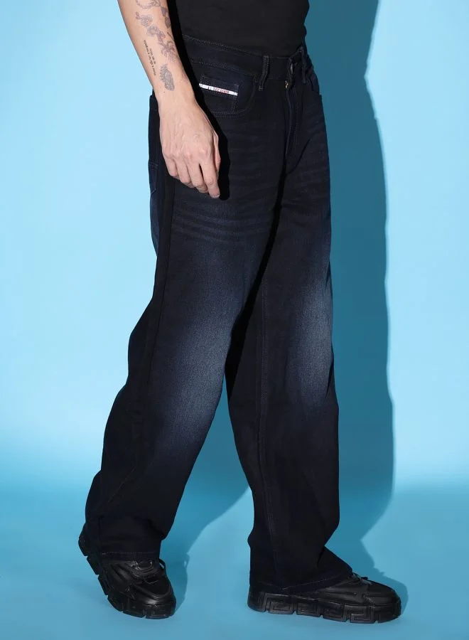 The Indian Garage Co Men Baggy Solid Mid-Rise Stretchable Jeans