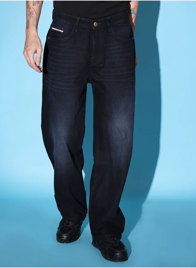 شركة المرآب الهندية Men Baggy Solid Mid-Rise Stretchable Jeans