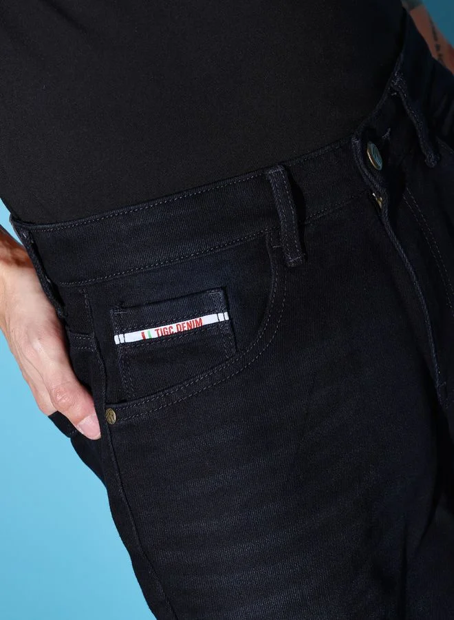 The Indian Garage Co Men Baggy Solid Mid-Rise Stretchable Jeans